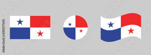 Panama flags collection: rectangular circular waving with national illustration patriotic republic representation identity independence sovereignty political