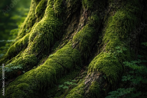 Old tree trunk with vibrant...