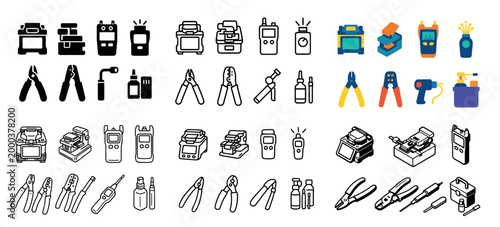 Set of electronic repair tools icons