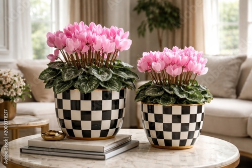 Arrangement of checkered po...
