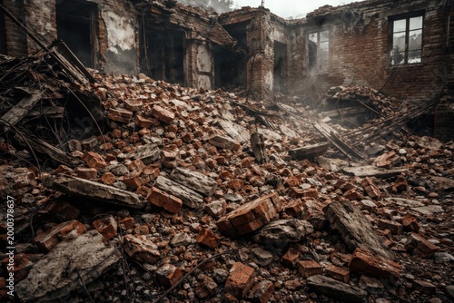Ground covered with debris ...
