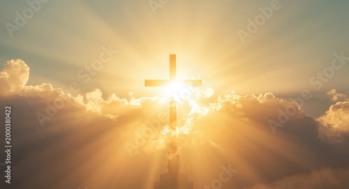 Glowing cross amidst bright...