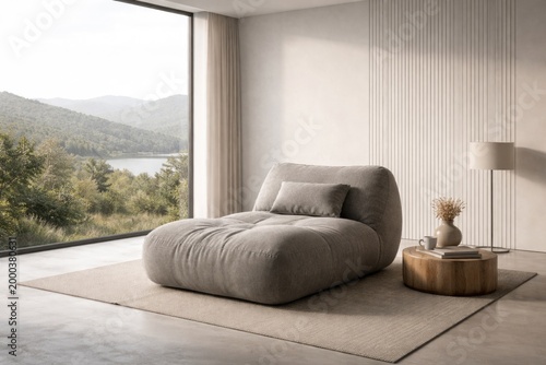 Gray lounge chair as focal ...