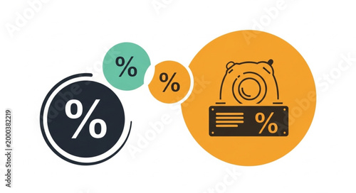 Percentage Symbols and Discount Icon Graphic.
