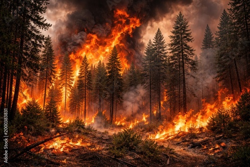 Devastating woodland fire b...
