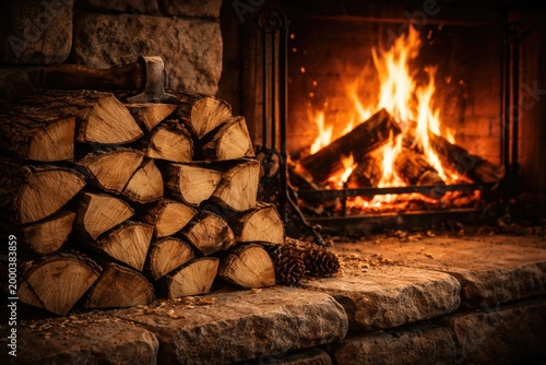 Firewood stacked in an orde...
