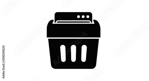 Black Laundry Basket Icon.