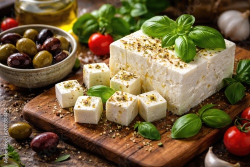 Classic white feta cheese a...