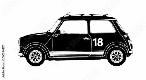 Black Mini Cooper Side View.