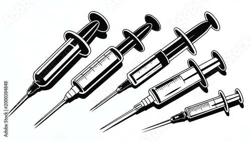 Syringes in various sizes for medical use