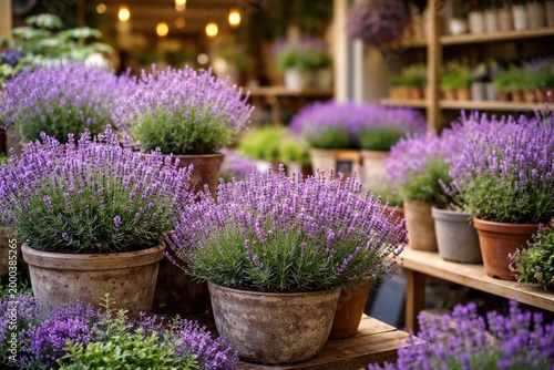 Lush lavender flowers in po...
