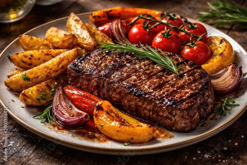 Grilled beef entrecote with...