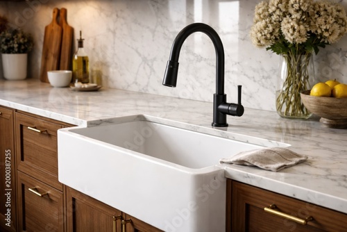 Closeup of kitchen area hig...