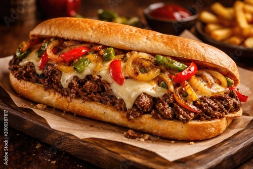 Authentic cheesesteak sandw...
