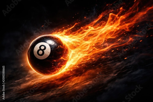 Numbered pool ball on fire ...