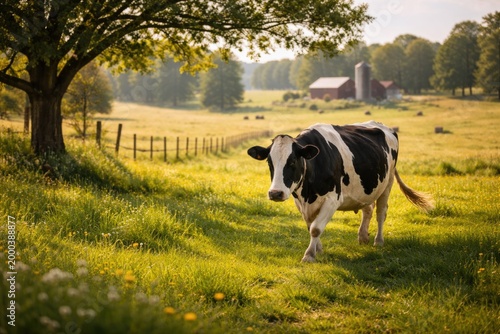 Idyllic farm pasture with a...