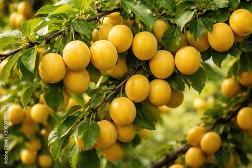 Close up view of a plum tre...