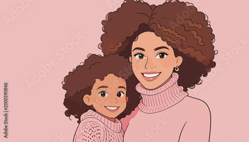 Warm Portrait of Black Mother and Daughter Bonding Together