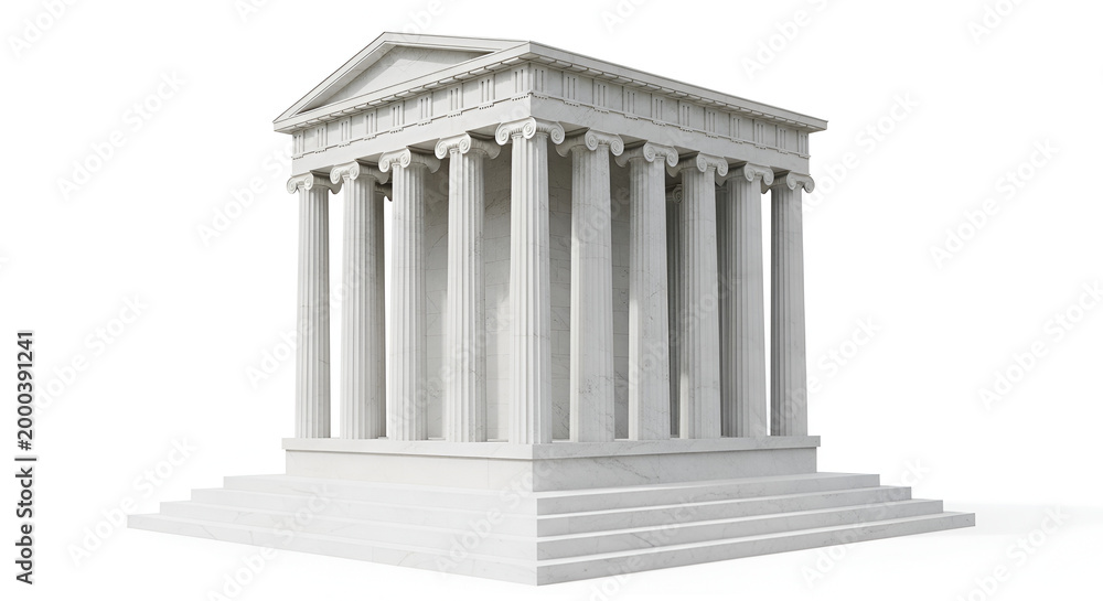 Fototapeta premium Classic Ancient Greek Temple Architecture with Columns and Pediment.