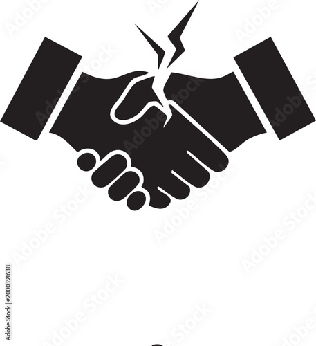 Broken handshake icon representing failed agreement with handshake