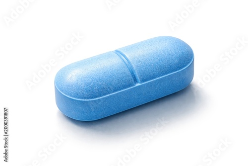 blue medicine tablet shown ...