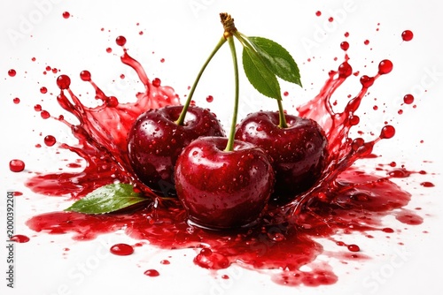 Isolated juicy cherries sur...