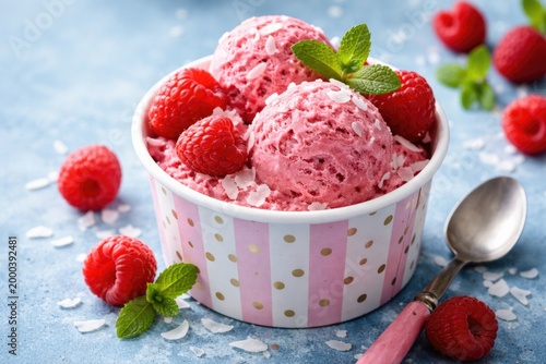 Delicious raspberry ice cre...