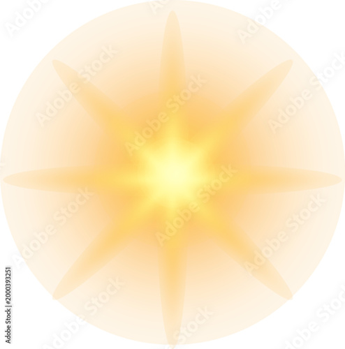 Bright Golden Starburst Flare with Realistic Light Rays