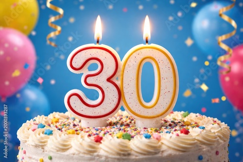 Bright number 30 candle use...