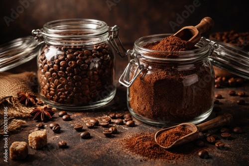 Arrangement of coffee beans...