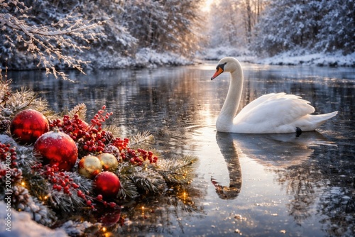 Beautiful swan floating bes...