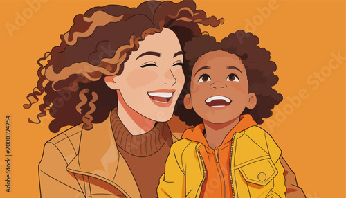 Happy Mother and Son Enjoying Warm Joyful Moment