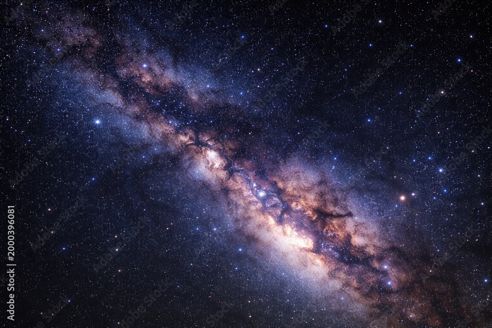 Obraz premium Celestial Milky Way glowing vividly in star-studded dark sky