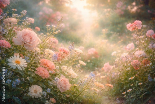 Impressionistic soft floral...