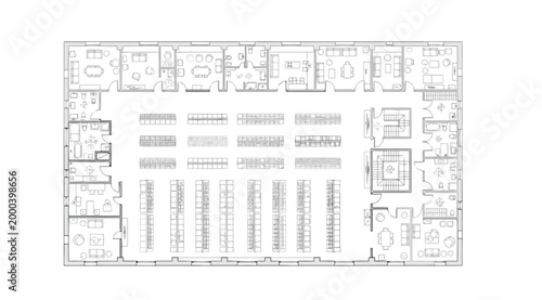 Floor plan of a large commercial space, possibly a supermarket or retail store