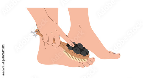 Exfoliating Foot Scrub with Natural Bristle Brush and Charcoal