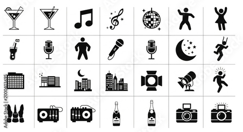 Collection of Party and Celebration Icons.