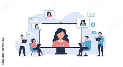 Online Meeting: Diverse Team Collaborating Remotely via Video Conference