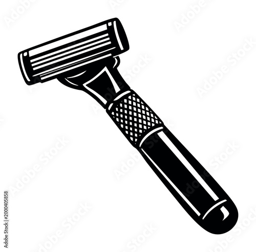 Disposable safety razor for hair removal and personal hygiene, providing a clean shave. Barbershop and grooming supplies