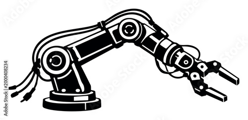 Robotic arm designed for industrial processes, symbolizing automation, machinery, and technology in factories