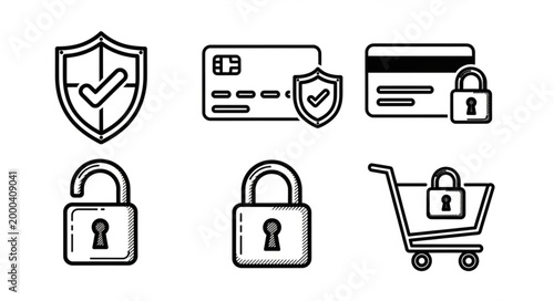 Security Icons for Online Shopping and Transactions.