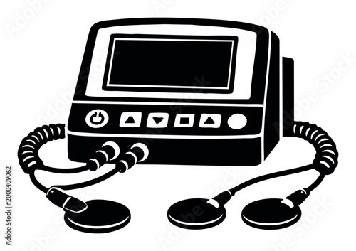Automated external defibrillator (AED) symbol for emergency and first aid, restoring regular heart Rhythm