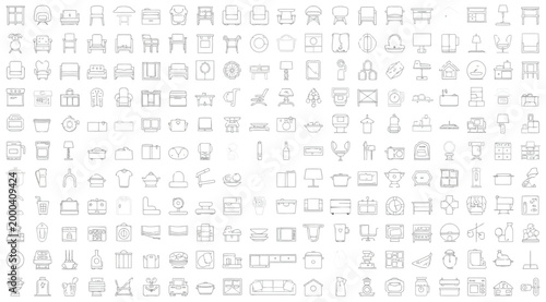 Collection of furniture and home decor icons