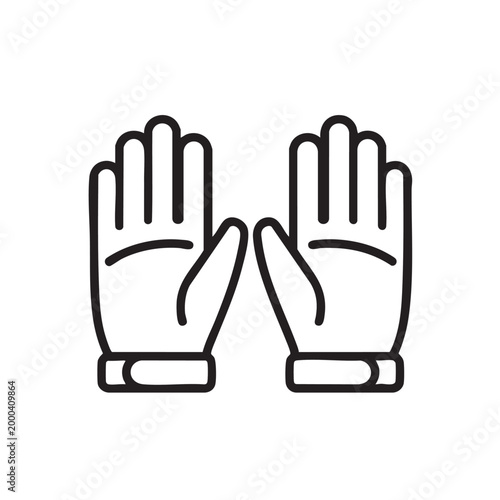 Pair of winter gloves clapping in a simple line icon design