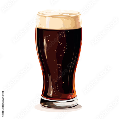 glass of cold dark beer isolated vector illustration