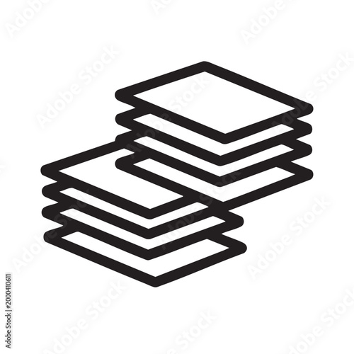 Stacked documents or files in a neat pile isolated illustration