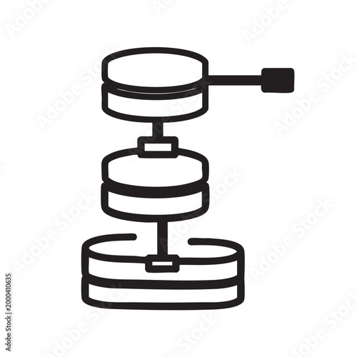 Stacked cylindrical containers with control knob isolated illustration