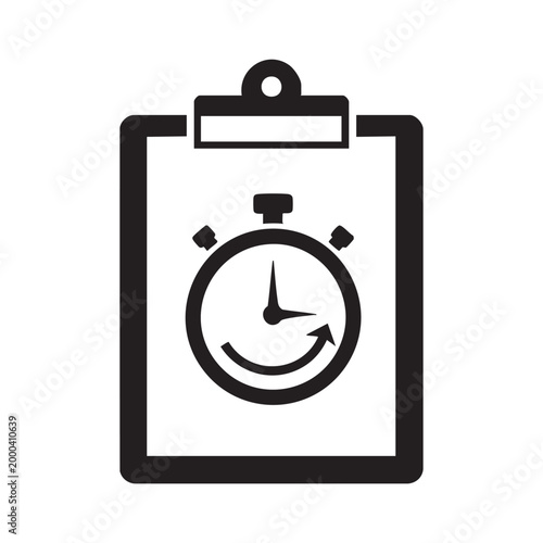 Stopwatch icon on a clipboard for time management and productivity