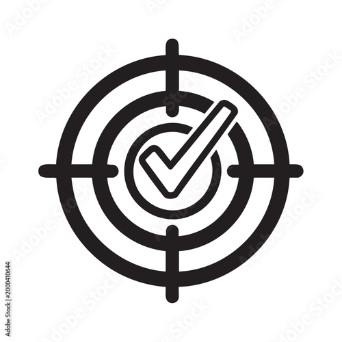 Target icon with checkmark symbol for success and accuracy