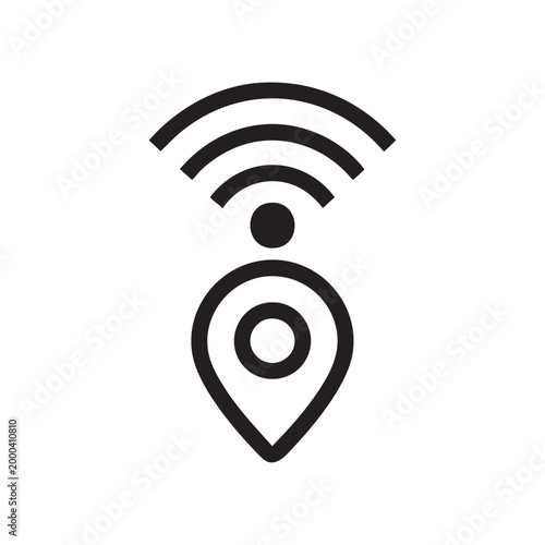 Wireless location marker icon for navigation and technology themes